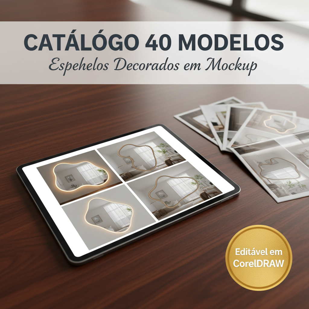Catálogo de Espelhos Decorados – 40 Modelos em Mockup | Editável em CorelDRAW miniatura 3